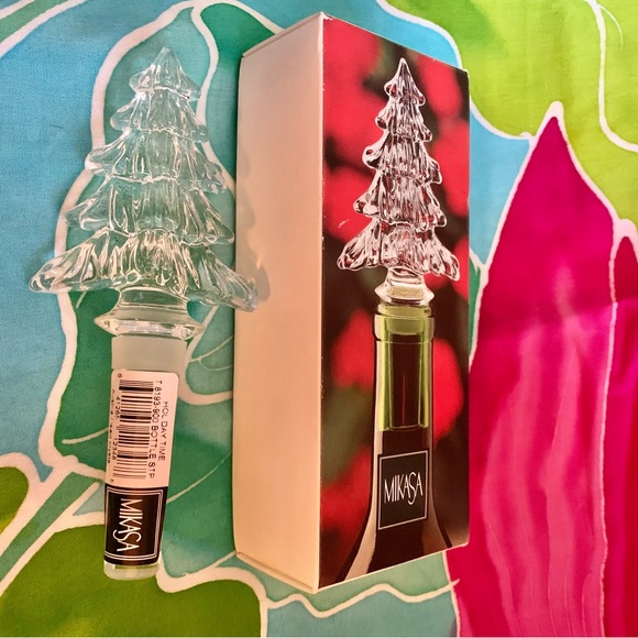 NIB Mikasa Crystal Christmas Tree Wine Stopper - Picture 5 of 9